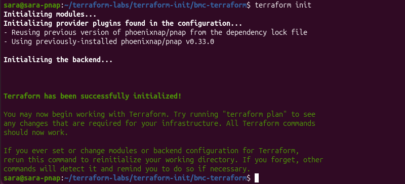 erraform reinitializing a working directory after a BMC module is added