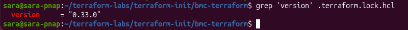 Terraform dependency lock file showing the phoenixNAP provider version 0.33.0