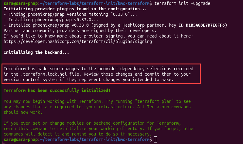 Terraform upgrading the phoenixNAP provider to version 0.33.0