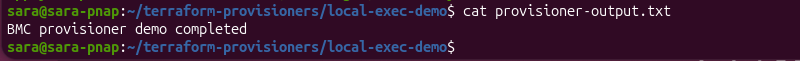 Local file created by the Terraform local-exec provisioner