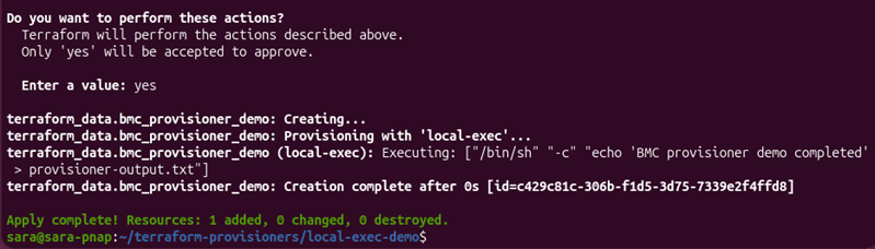 orm local-exec provisioner executing a command during resource creation