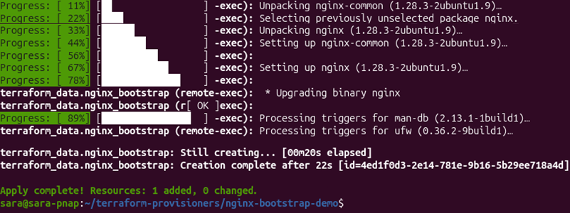 Terraform remote-exec installing and configuring Nginx after transferring the HTML file