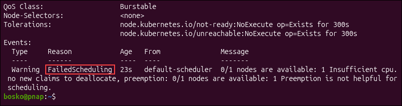 Troubleshooting a Pod stuck in pending state.