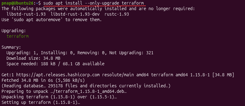Upgrading Terraform on Ubuntu.