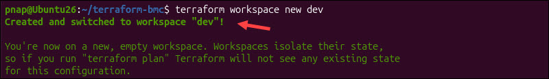 Creating a new Terraform workspace.