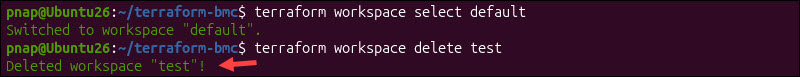 Deleting a Terraform workspace.