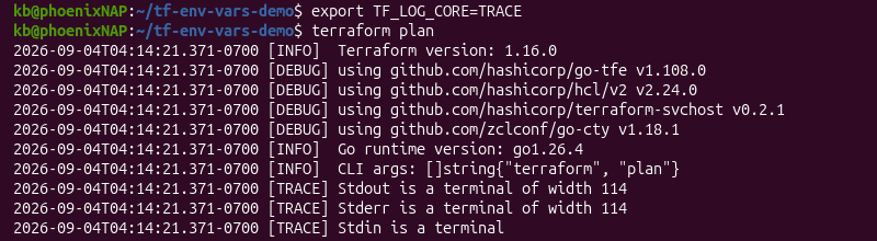 export tf_log_core terminal output