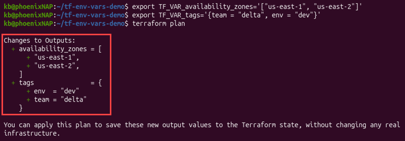 export tf_var_name complex type terminal output