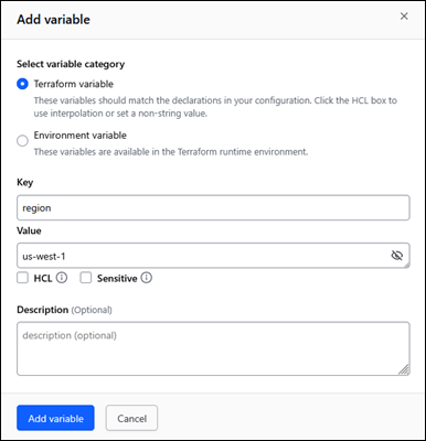 HCP Terraform workspace add Terraform variable