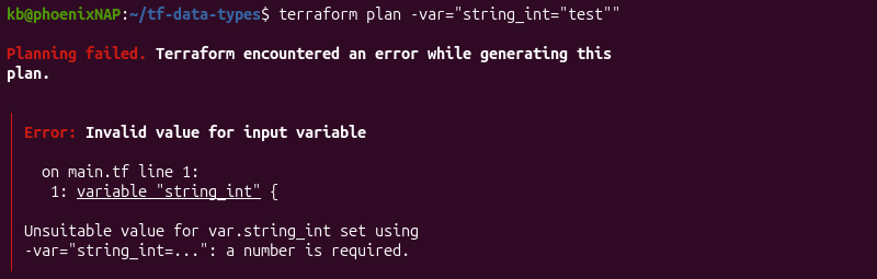 Invalid value for input error terraform terminal output