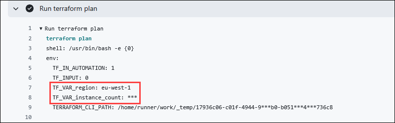run terraform plan GitHub Action variable and secret