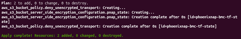 terraform apply output bucket encryption policy