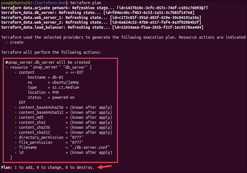 Checking the status of the BMC server using Terraform.