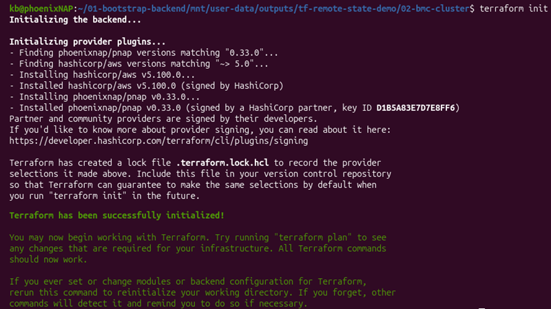 terraform init state BMC cluster