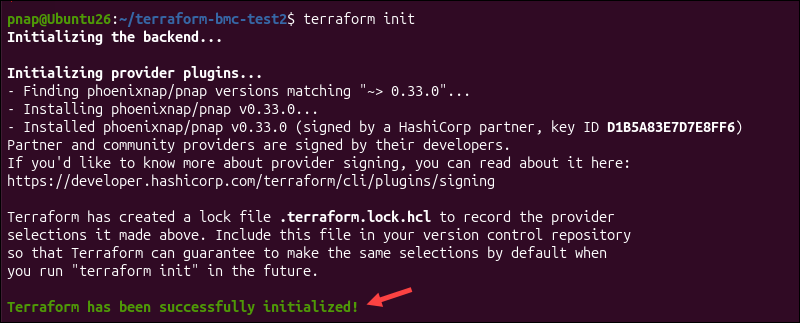 Initializing a Terraform working directory.
