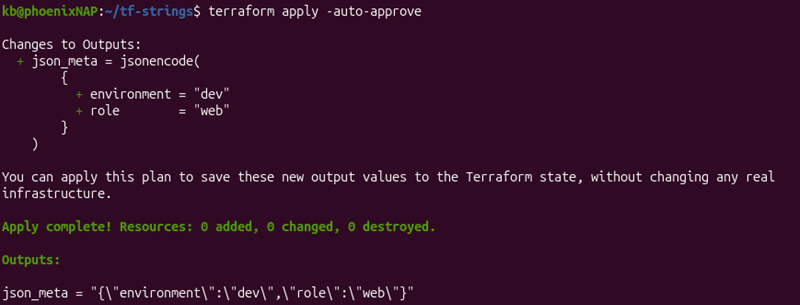Terraform jsonencode() terminal output