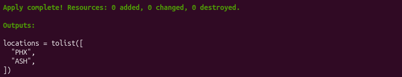 Terraform list data type terminal output