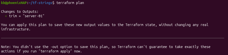 Terraform replace() terminal output