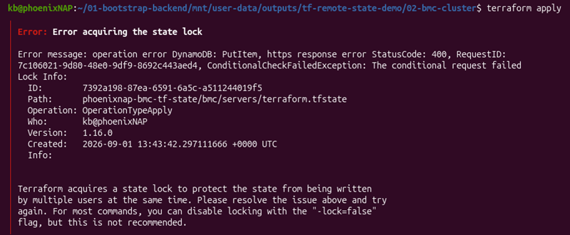 terraform state lock error