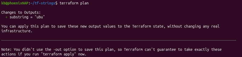 Terraform substr() terminal output