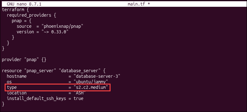 Fixing argument in Terraform configuration.