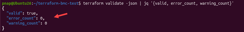 Using jq with terraform validate.