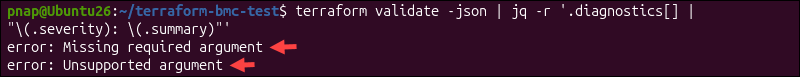 -json terraform validate error.