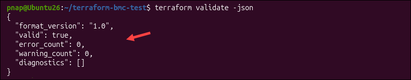 terraform validate and the JSON format.