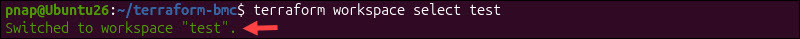 Switching to a different workspace in Terraform CLI.