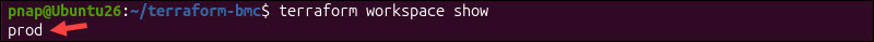 Show the current workspace in Terraform.
