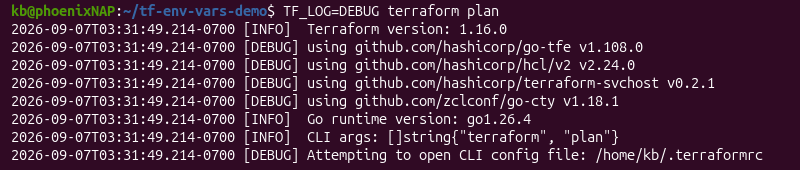 tf_log terraform plan terminal output
