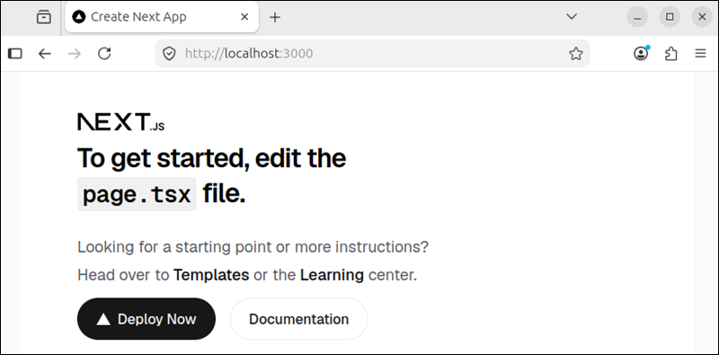 Checking if the Next.js app is running.