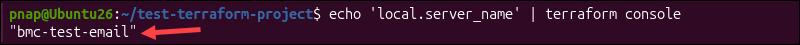 Using the echo command to pipe expressions to the Terraform console.