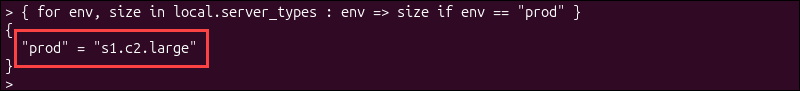 Filtering a map in terraform console.