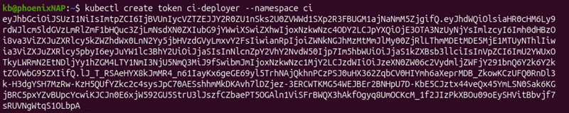generate short lived ci token terminal output