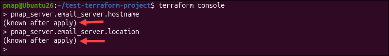 known after apply error message in terraform console.