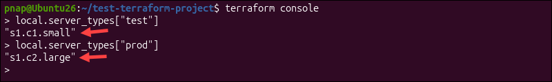 Working with maps in terraform console.