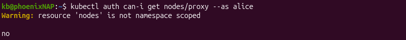 nodes proxy permission check terminal output