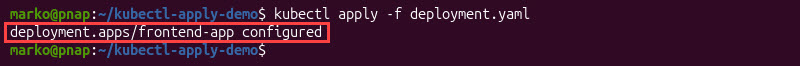 Modifying a deployment in Kubernetes using kubectl apply.