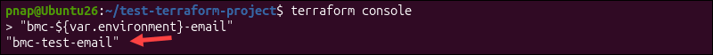 String interpolations in terraform console.