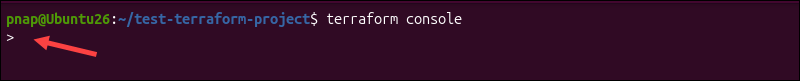 Opening the Terraform console.