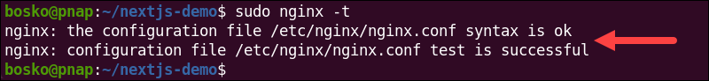 Testing the Nginx configuration.